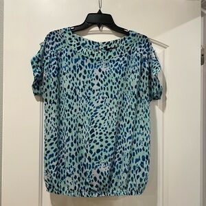 a.n.a Teal and Navy Animal Print Blouse